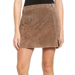 BLANK NYC Suede Leather Zipper Mini Skirt in Shroom | Size 30